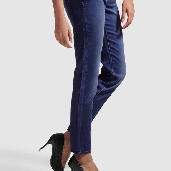 OLGYN Women Stretch Dark Blue Denim Pant Slim Fit - Picture 3 of 5